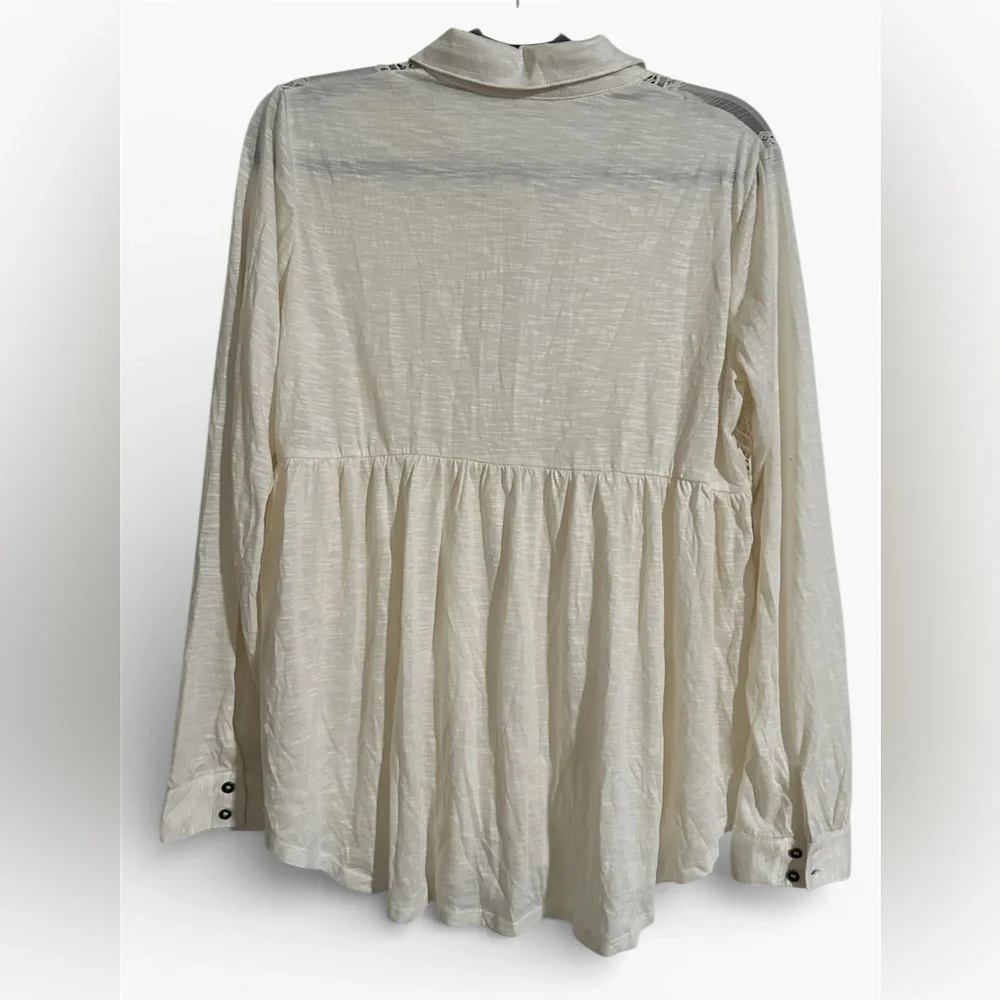 Maurices Cream Lace Button-Down Shirt with lace details - Picture 2 of 6